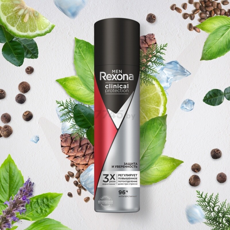 Антиперспирант аэрозольный REXONA Men Clinical Protection Защита и уверенность 150 мл (8714100835470) - Фото 4